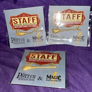 HARRY POTTER - Broom Specialist Staff Badge Pin - COMPLETE SET OF 3!!